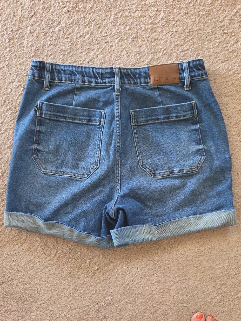 Judy Blue Medium Blue High-Rise Rolled Cuff Jean Shorts - Picture 2 of 5